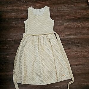 Tahari Girl Gold Glitter Princess Holiday Sleeveless A-Line Lined Dress Size 10